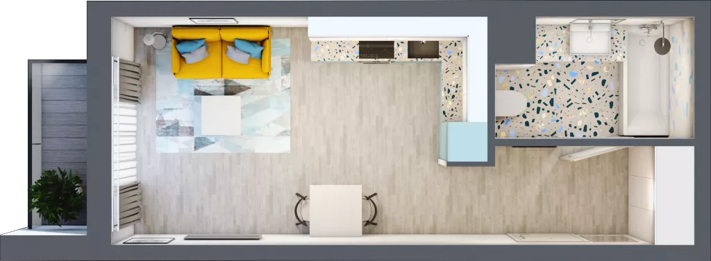 1 pokój, mieszkanie 29,04 m², piętro 3, oferta nr A-A3M3, Osiedle Blask, Łódź, Bałuty, ul. Smugowa 24