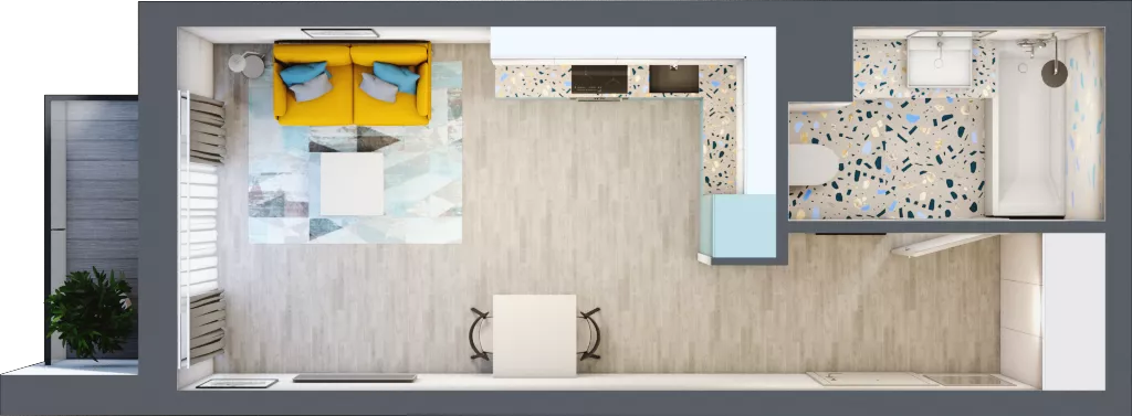 1 pokój, mieszkanie 29,04 m², piętro 2, oferta nr A-A2M3, Osiedle Blask, Łódź, Bałuty, ul. Smugowa 24