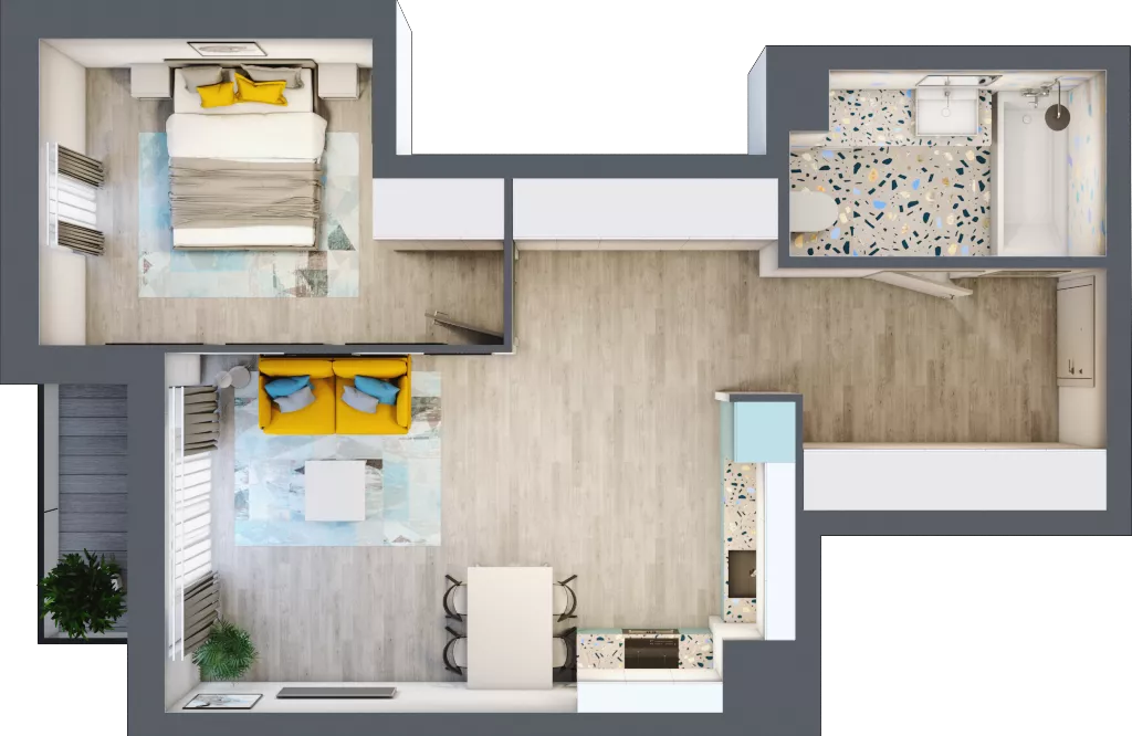 2 pokoje, mieszkanie 50,73 m², piętro 3, oferta nr A-A3M2, Osiedle Blask, Łódź, Bałuty, ul. Smugowa 24