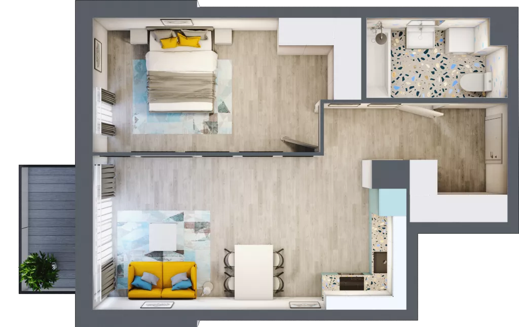 2 pokoje, mieszkanie 51,58 m², piętro 3, oferta nr A-D3M2, Osiedle Blask, Łódź, Bałuty, ul. Smugowa 24