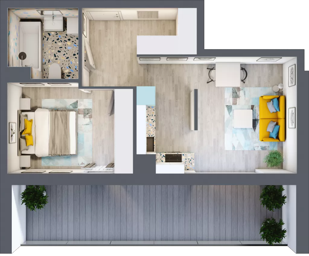 2 pokoje, mieszkanie 41,59 m², piętro 1, oferta nr A-A1M5, Osiedle Blask, Łódź, Bałuty, ul. Smugowa 24