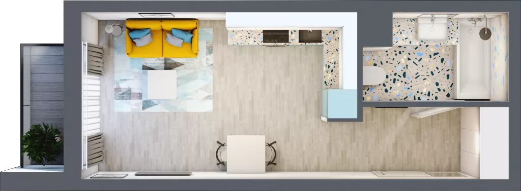 1 pokój, mieszkanie 29,04 m², piętro 4, oferta nr A-A4M3, Osiedle Blask, Łódź, Bałuty, ul. Smugowa 24