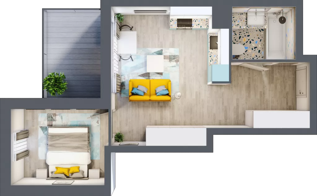 2 pokoje, mieszkanie 38,86 m², piętro 5, oferta nr A-E5M3, Osiedle Blask, Łódź, Bałuty, ul. Smugowa 24