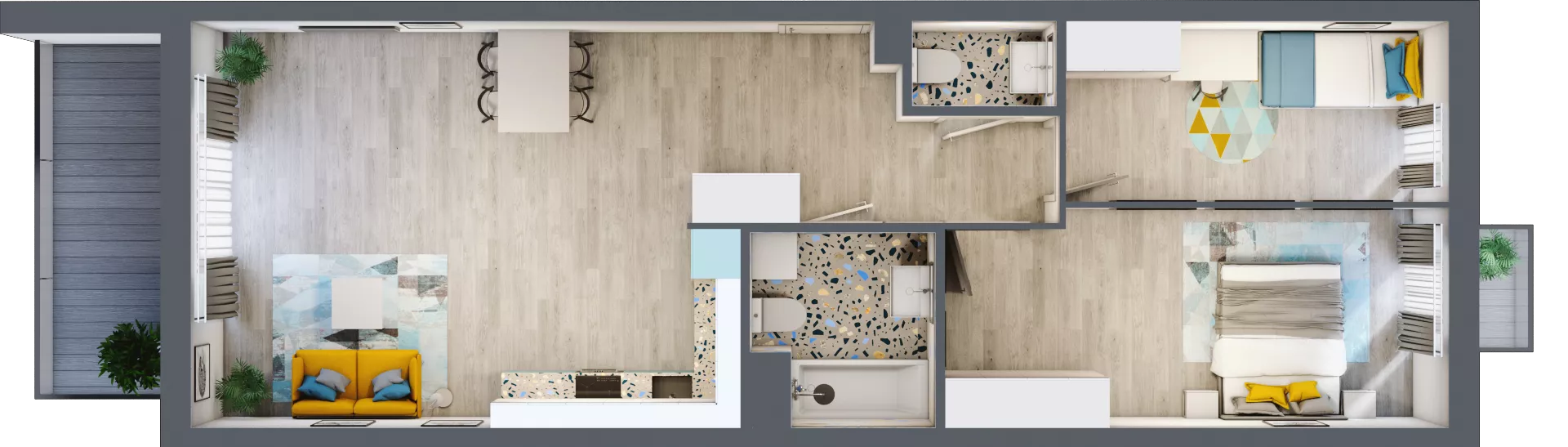 3 pokoje, mieszkanie 71,70 m², piętro 2, oferta nr A-D2M3, Osiedle Blask, Łódź, Bałuty, ul. Smugowa 24