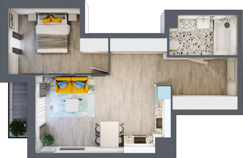 2 pokoje, mieszkanie 50,73 m², piętro 5, oferta nr A-A5M2, Osiedle Blask, Łódź, Bałuty, ul. Smugowa 24