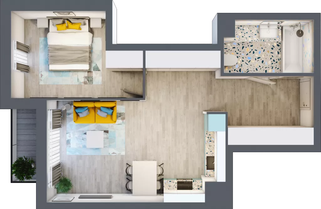 2 pokoje, mieszkanie 50,73 m², piętro 2, oferta nr A-A2M2, Osiedle Blask, Łódź, Bałuty, ul. Smugowa 24