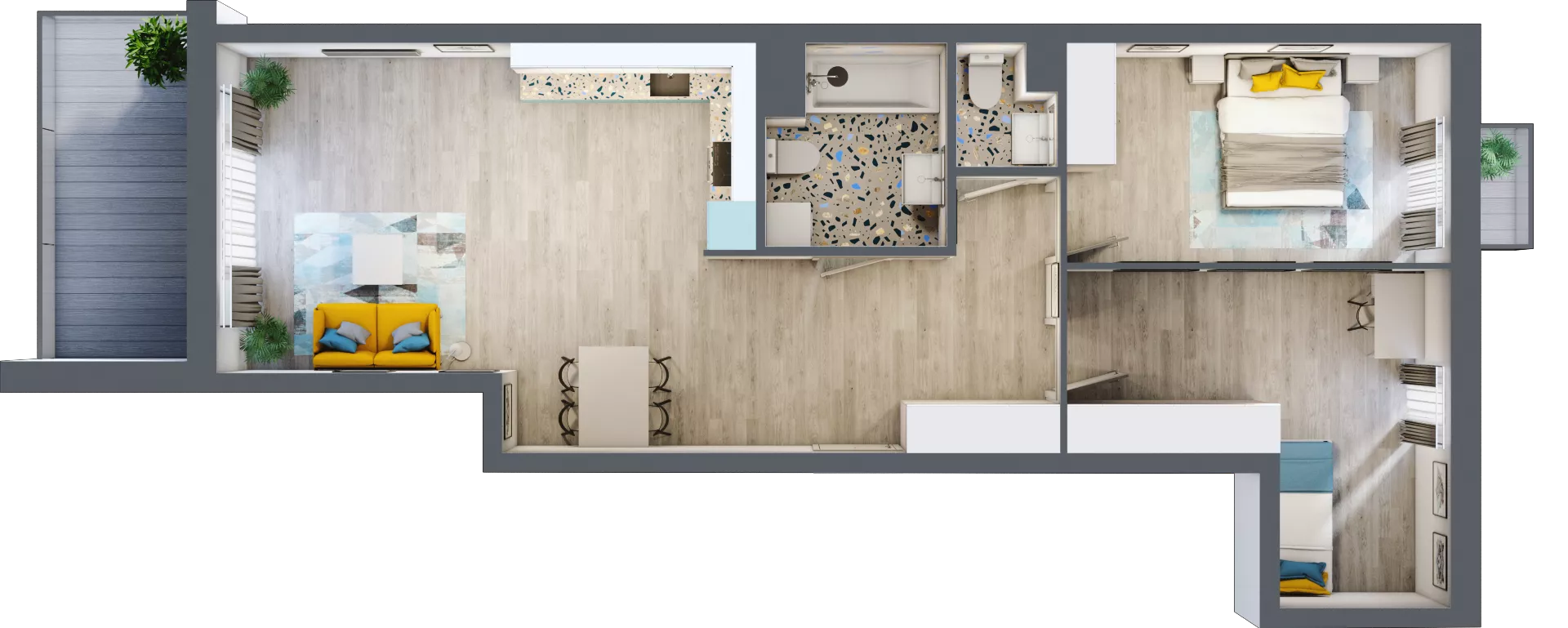 3 pokoje, mieszkanie 74,30 m², piętro 1, oferta nr A-C1M1, Osiedle Blask, Łódź, Bałuty, ul. Smugowa 24