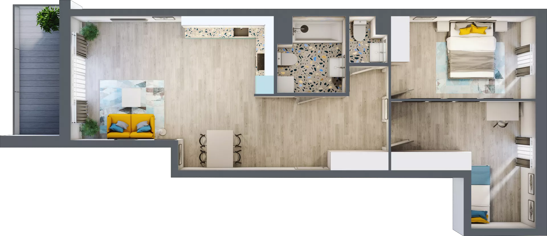 3 pokoje, mieszkanie 74,30 m², piętro 4, oferta nr A-C4M1, Osiedle Blask, Łódź, Bałuty, ul. Smugowa 24