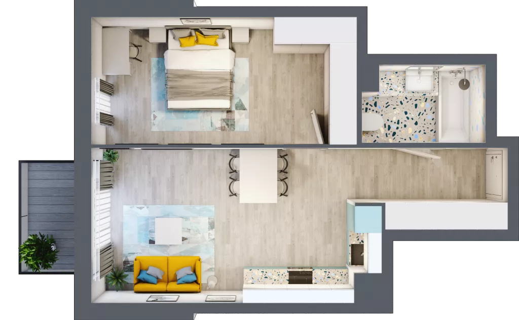 2 pokoje, mieszkanie 48,19 m², piętro 3, oferta nr A-B3M2, Osiedle Blask, Łódź, Bałuty, ul. Smugowa 24