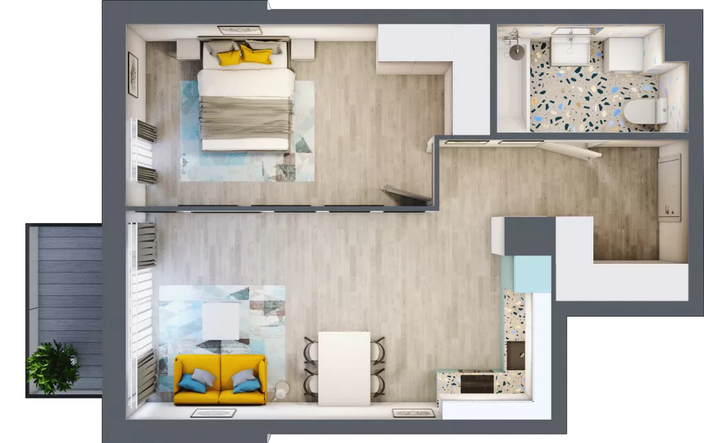 2 pokoje, mieszkanie 51,58 m², piętro 2, oferta nr A-D2M2, Osiedle Blask, Łódź, Bałuty, ul. Smugowa 24