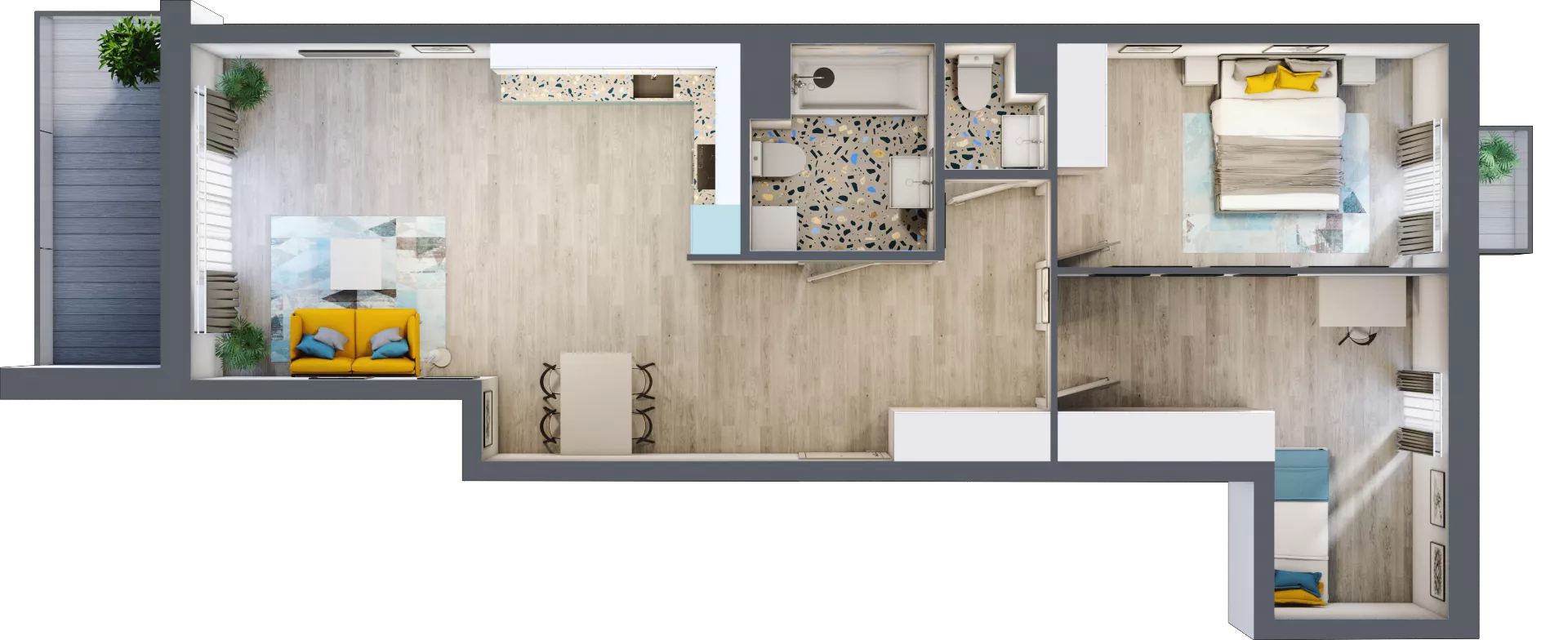 3 pokoje, mieszkanie 74,30 m², piętro 3, oferta nr A-C3M1, Osiedle Blask, Łódź, Bałuty, ul. Smugowa 24