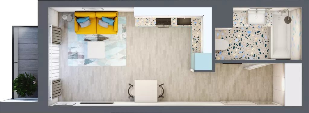 1 pokój, mieszkanie 29,04 m², piętro 1, oferta nr A-A1M3, Osiedle Blask, Łódź, Bałuty, ul. Smugowa 24