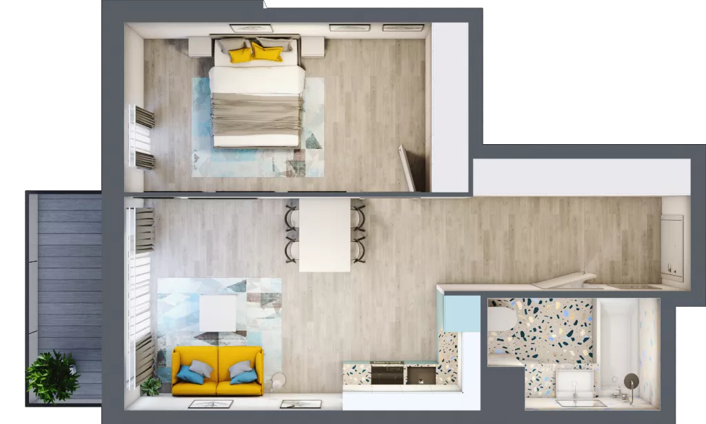 2 pokoje, mieszkanie 48,21 m², piętro 3, oferta nr A-E3M2, Osiedle Blask, Łódź, Bałuty, ul. Smugowa 24