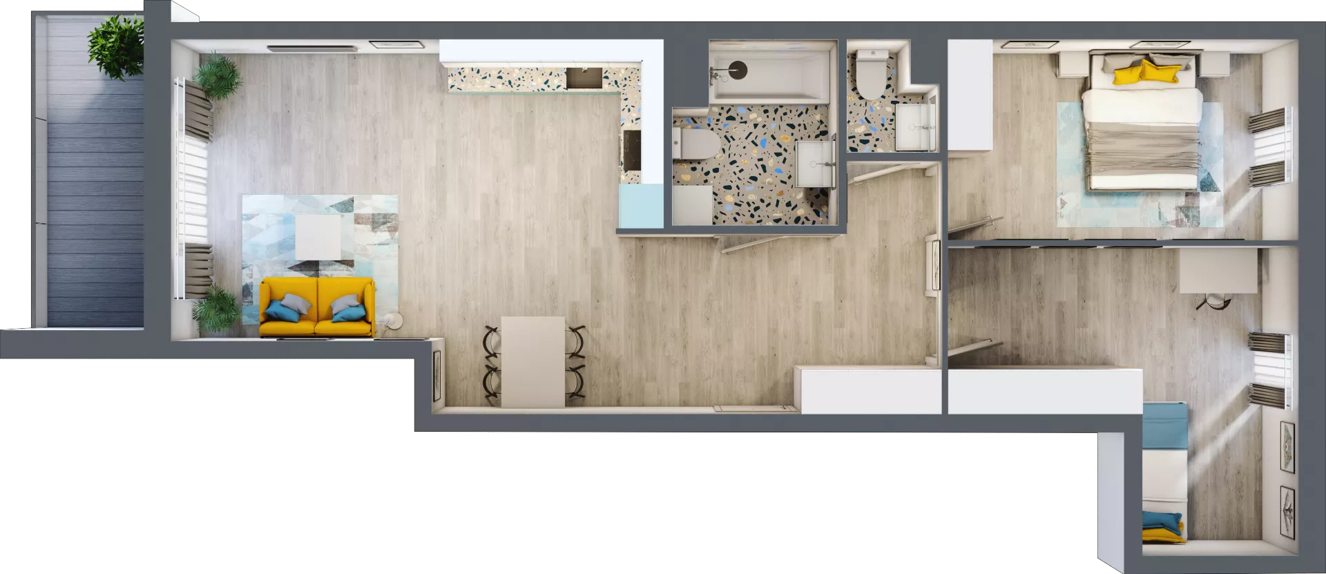 3 pokoje, mieszkanie 74,30 m², piętro 2, oferta nr A-C2M1, Osiedle Blask, Łódź, Bałuty, ul. Smugowa 24