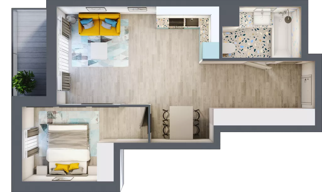 2 pokoje, mieszkanie 46,91 m², piętro 2, oferta nr A-E2M3, Osiedle Blask, Łódź, Bałuty, ul. Smugowa 24