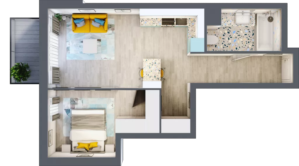 2 pokoje, mieszkanie 46,53 m², piętro 3, oferta nr B-D3M3, Osiedle Blask, Łódź, Bałuty, ul. Smugowa 24