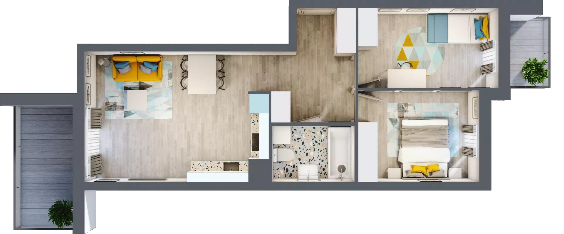 3 pokoje, mieszkanie 56,94 m², piętro 1, oferta nr B-C1M4, Osiedle Blask, Łódź, Bałuty, ul. Smugowa 24