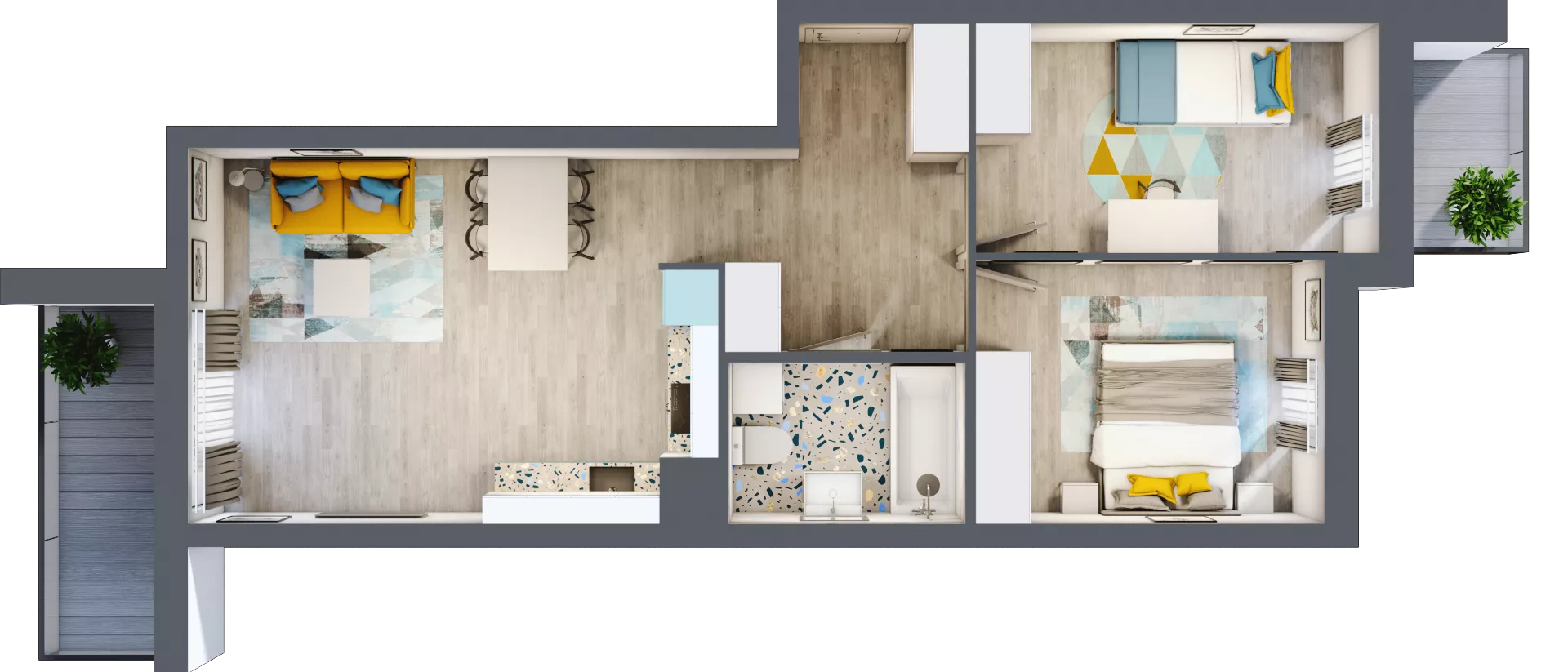 3 pokoje, mieszkanie 56,94 m², piętro 3, oferta nr B-C3M4, Osiedle Blask, Łódź, Bałuty, ul. Smugowa 24