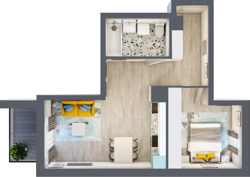 2 pokoje, mieszkanie 44,61 m², piętro 4, oferta nr B-A4M5, Osiedle Blask, Łódź, Bałuty, ul. Smugowa 24