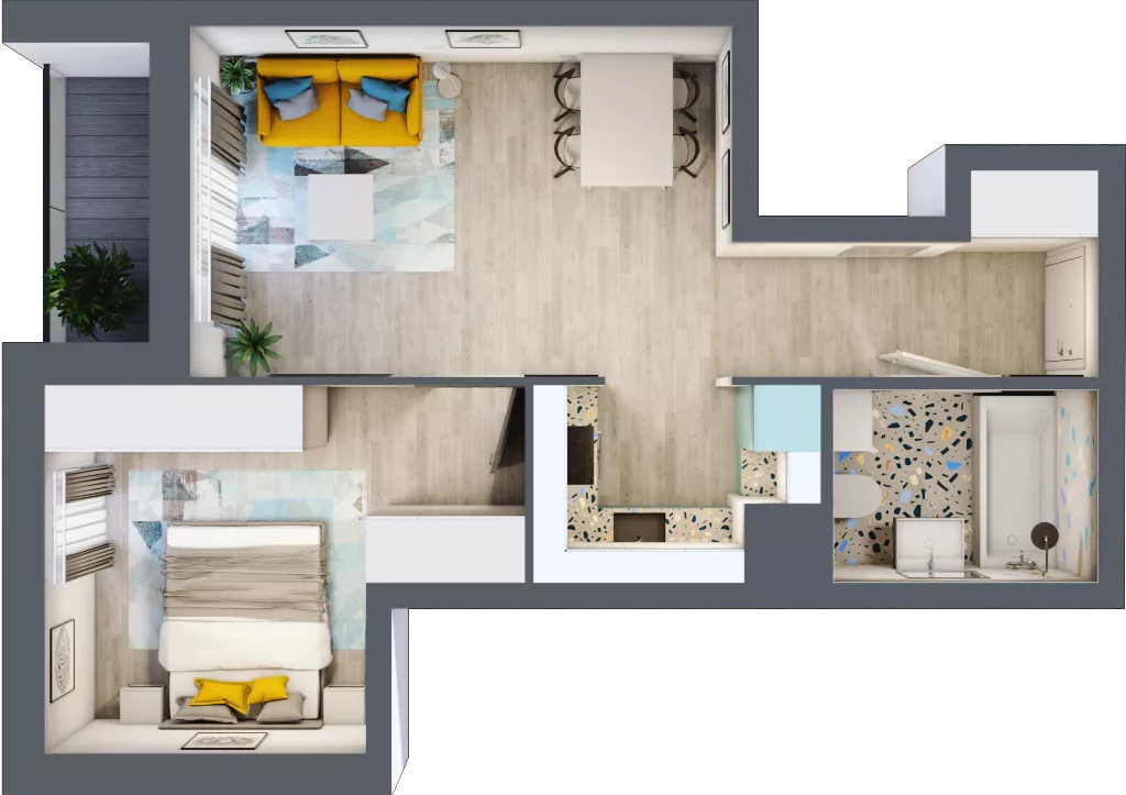 2 pokoje, mieszkanie 40,39 m², piętro 5, oferta nr B-C5M3, Osiedle Blask, Łódź, Bałuty, ul. Smugowa 24