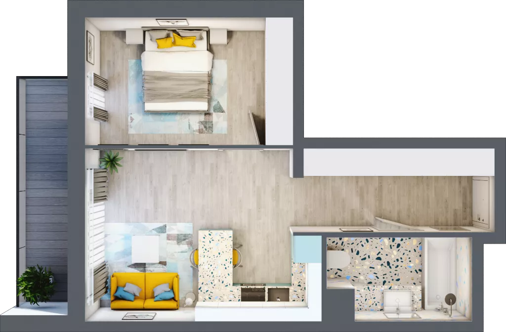 2 pokoje, mieszkanie 44,50 m², piętro 2, oferta nr B-D2M2, Osiedle Blask, Łódź, Bałuty, ul. Smugowa 24
