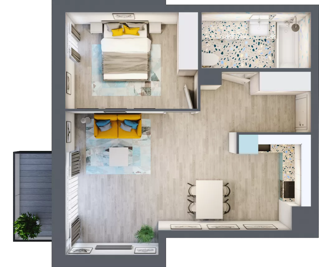 2 pokoje, mieszkanie 52,03 m², piętro 4, oferta nr B-B4M2, Osiedle Blask, Łódź, Bałuty, ul. Smugowa 24