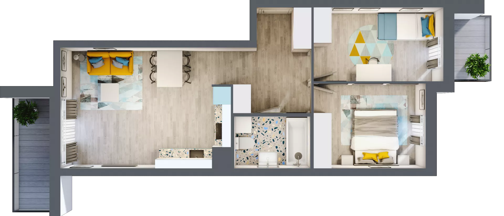 3 pokoje, mieszkanie 56,94 m², piętro 2, oferta nr B-C2M4, Osiedle Blask, Łódź, Bałuty, ul. Smugowa 24