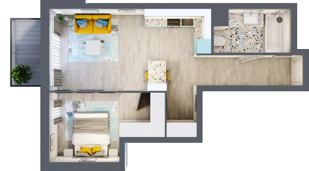 2 pokoje, mieszkanie 46,51 m², piętro 5, oferta nr B-D5M3, Osiedle Blask, Łódź, Bałuty, ul. Smugowa 24