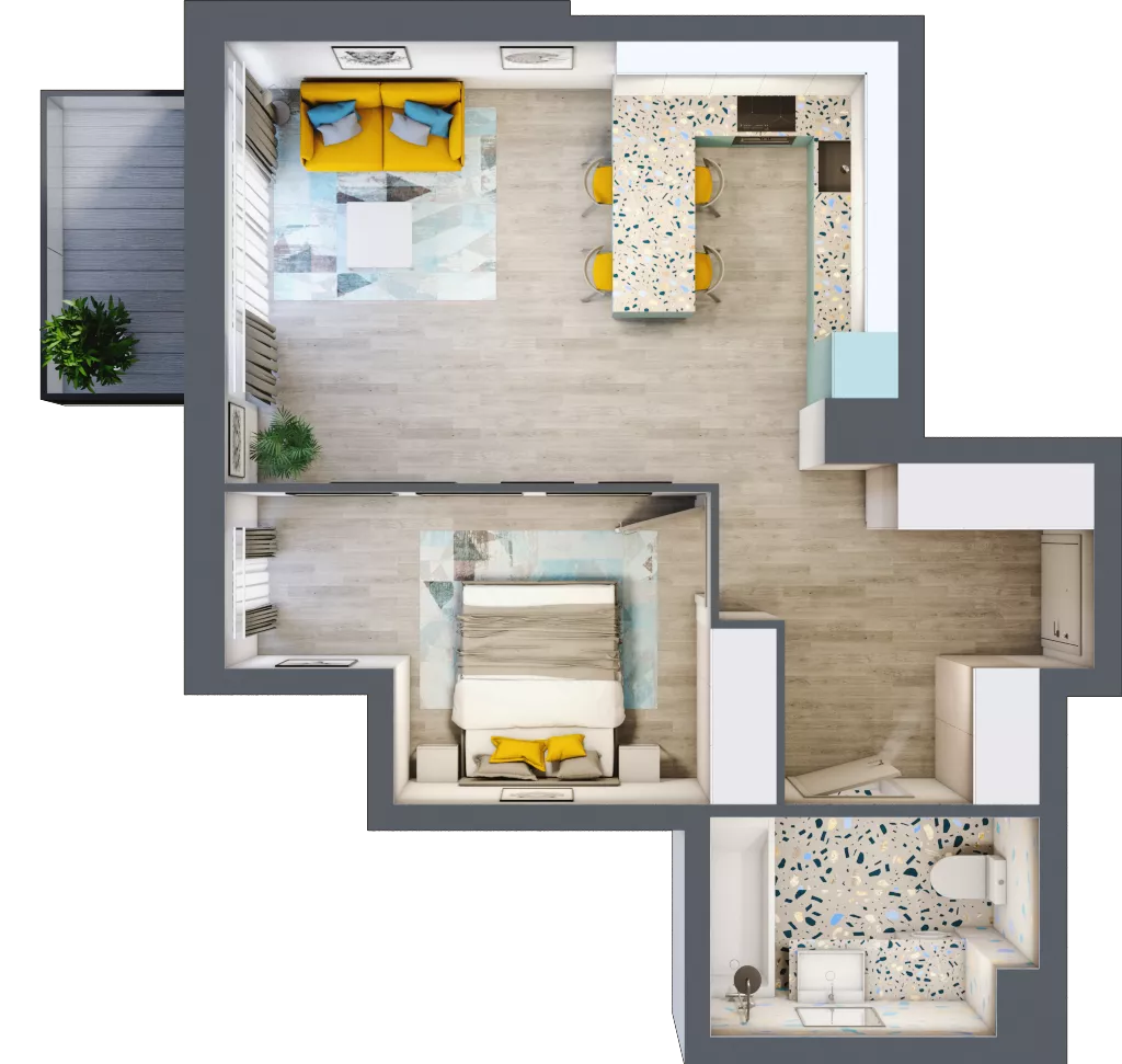 2 pokoje, mieszkanie 49,64 m², piętro 5, oferta nr B-A5M2, Osiedle Blask, Łódź, Bałuty, ul. Smugowa 24