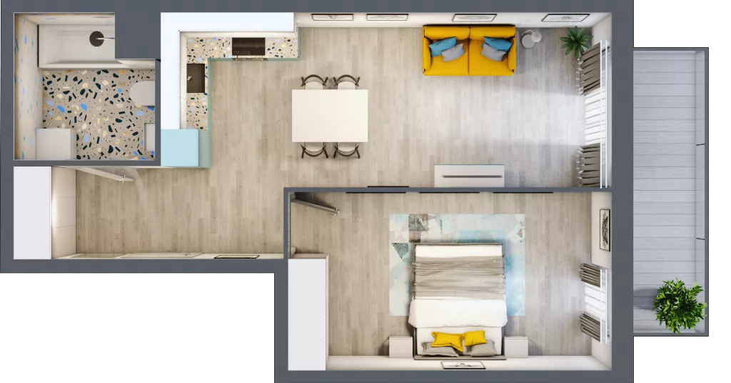 2 pokoje, mieszkanie 46,62 m², piętro 3, oferta nr M.16, Tarasy Śląskie, Chorzów, Chorzów II, ul. 3 Maja