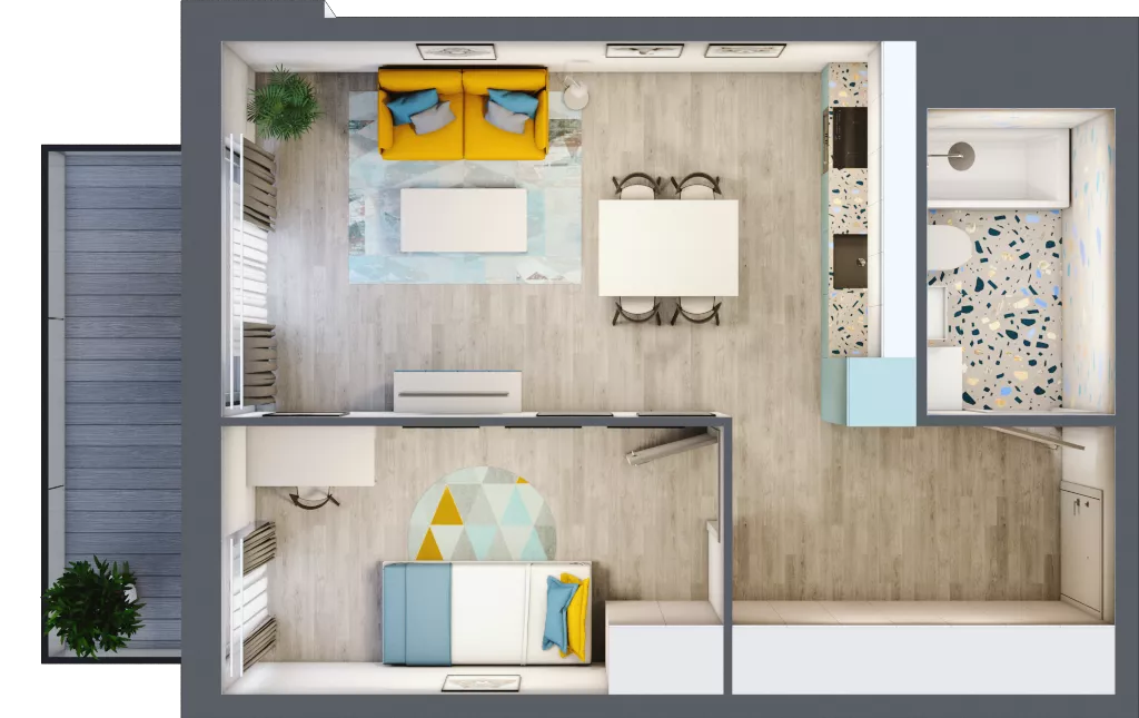 2 pokoje, mieszkanie 42,34 m², piętro 4, oferta nr M.57, Tarasy Śląskie, Chorzów, Chorzów II, ul. 3 Maja