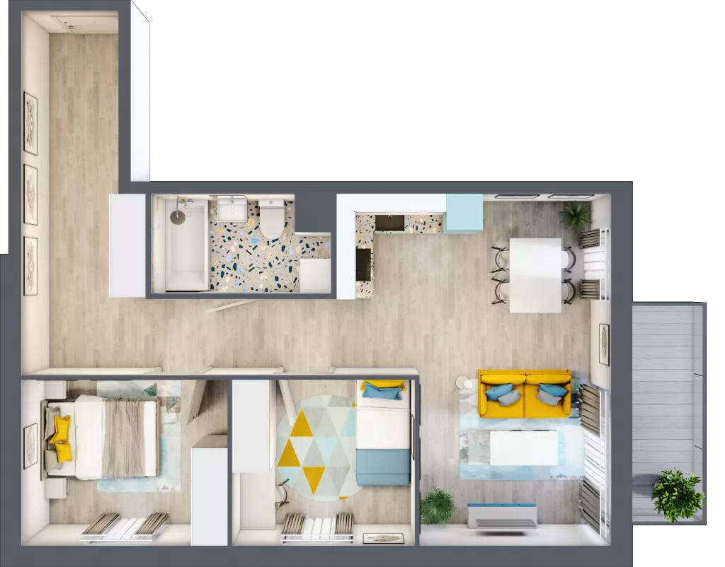3 pokoje, mieszkanie 58,88 m², piętro 3, oferta nr M.125, Tarasy Śląskie, Chorzów, Chorzów II, ul. 3 Maja