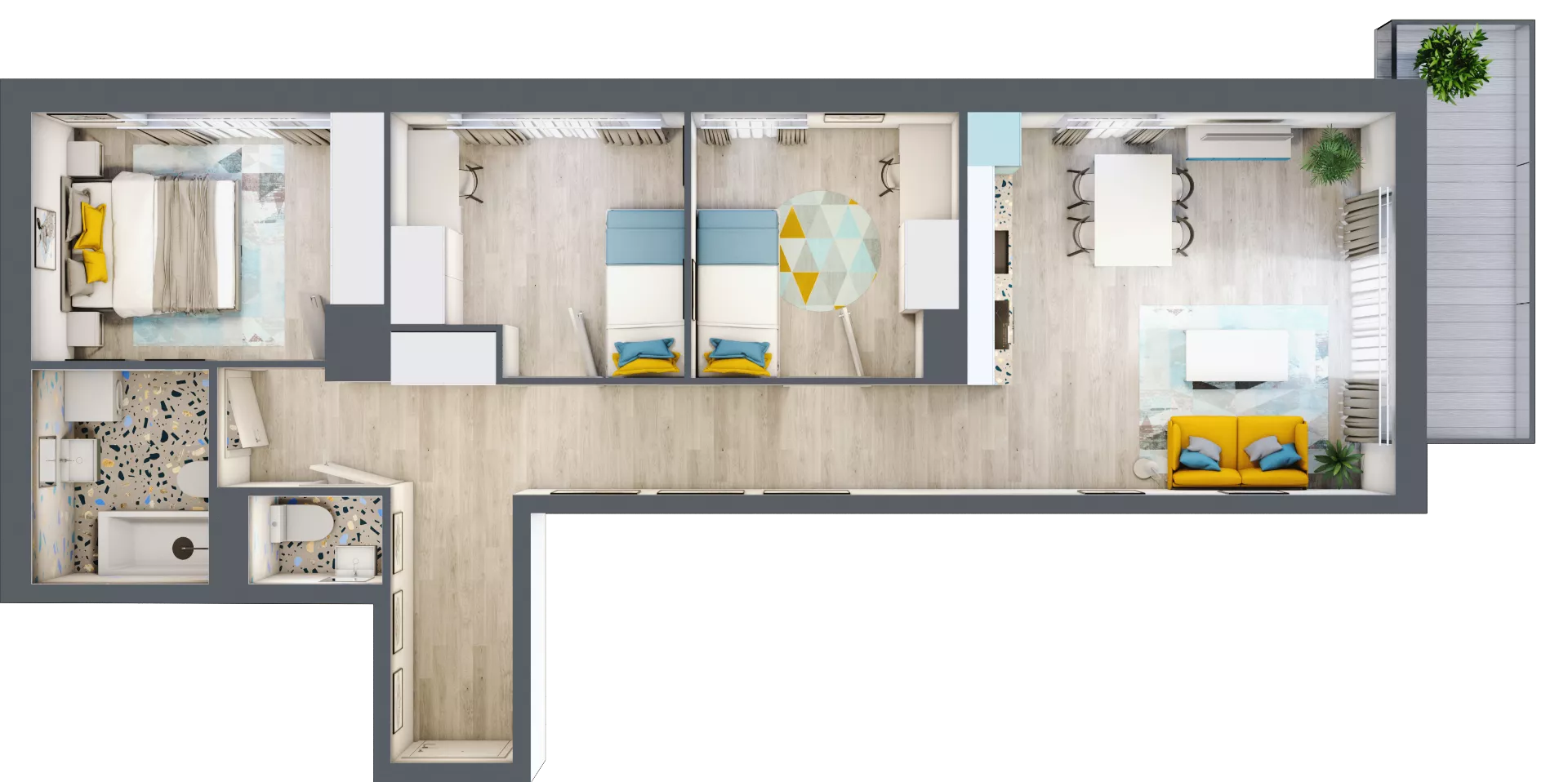 4 pokoje, mieszkanie 70,29 m², piętro 1, oferta nr M.01, Tarasy Śląskie, Chorzów, Chorzów II, ul. 3 Maja