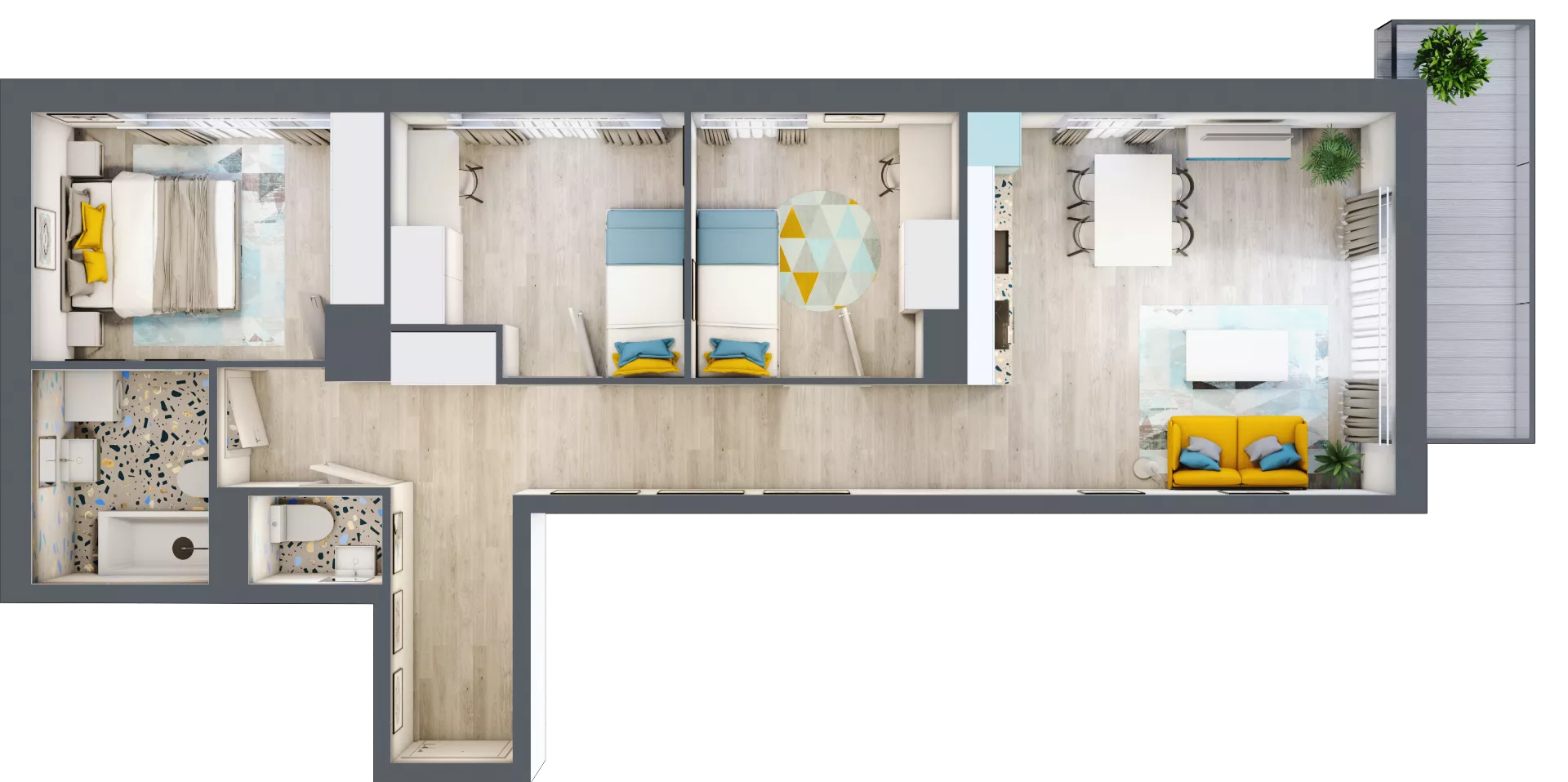 4 pokoje, mieszkanie 70,29 m², piętro 3, oferta nr M.15, Tarasy Śląskie, Chorzów, Chorzów II, ul. 3 Maja