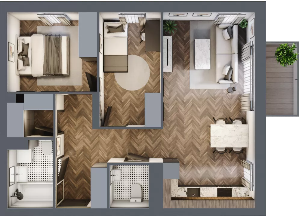 3 pokoje, mieszkanie 62,57 m², piętro 6, oferta nr M129, Osiedle Św. Barbary, Tarnobrzeg, Siarkowiec, ul. Świętej Barbary 9a