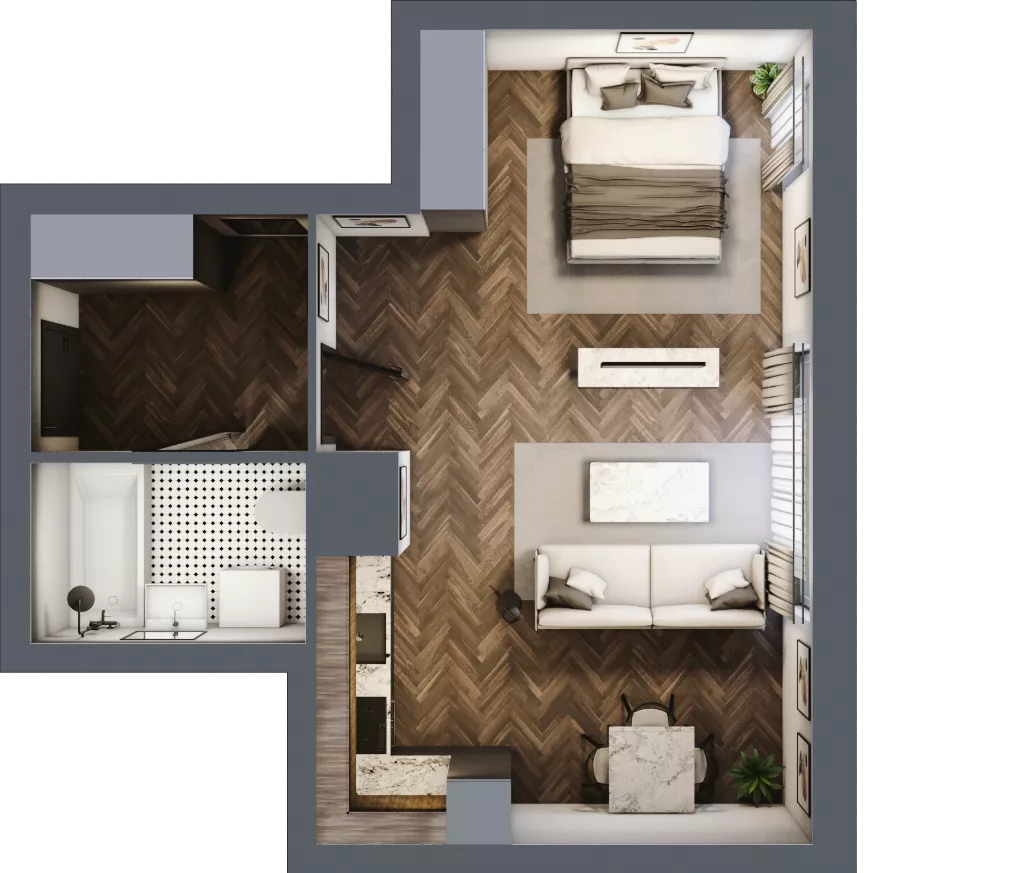 2 pokoje, mieszkanie 41,74 m², parter, oferta nr M5, Osiedle Św. Barbary, Tarnobrzeg, Siarkowiec, ul. Świętej Barbary 9a