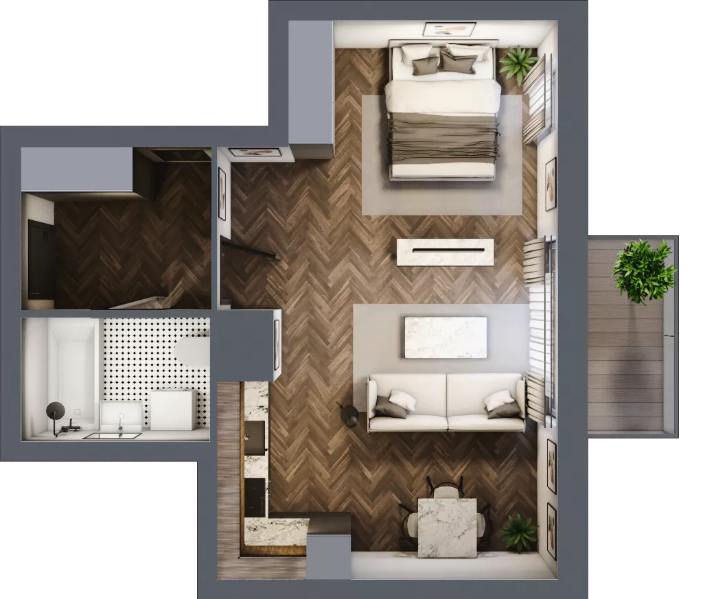 2 pokoje, mieszkanie 41,74 m², piętro 1, oferta nr M14, Osiedle Św. Barbary, Tarnobrzeg, Siarkowiec, ul. Świętej Barbary 9a