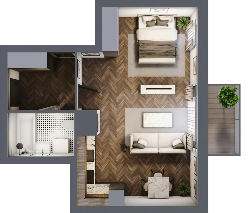 2 pokoje, mieszkanie 41,74 m², piętro 3, oferta nr M32, Osiedle Św. Barbary, Tarnobrzeg, Siarkowiec, ul. Świętej Barbary 9a