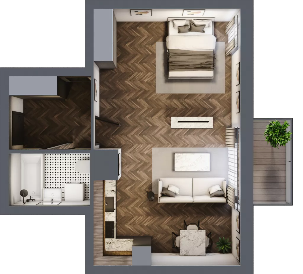2 pokoje, mieszkanie 45,85 m², piętro 4, oferta nr M42, Osiedle Św. Barbary, Tarnobrzeg, Siarkowiec, ul. Świętej Barbary 9a