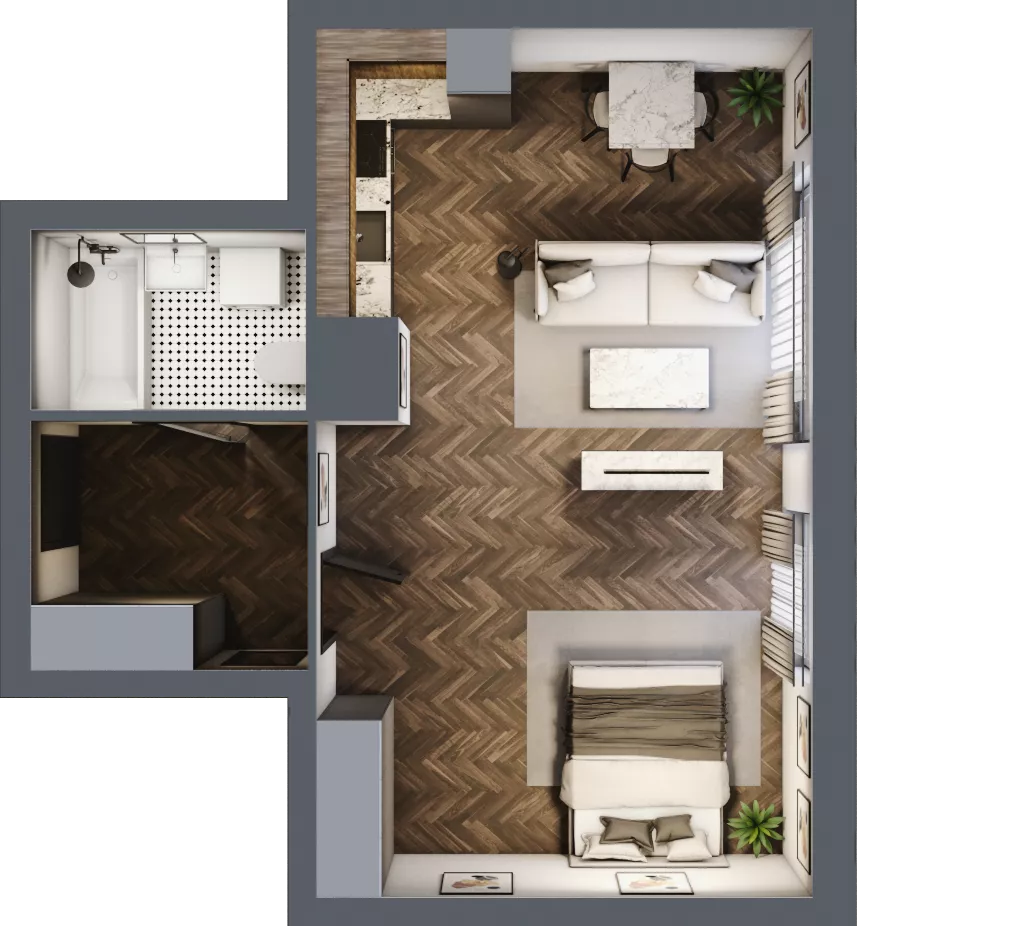 2 pokoje, mieszkanie 46,63 m², parter, oferta nr M79, Osiedle Św. Barbary, Tarnobrzeg, Siarkowiec, ul. Świętej Barbary 9a