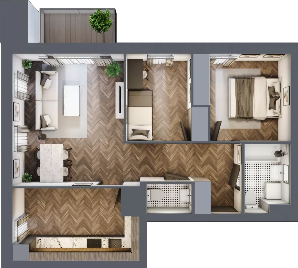 3 pokoje, mieszkanie 63,61 m², parter, oferta nr M85, Osiedle Św. Barbary, Tarnobrzeg, Siarkowiec, ul. Świętej Barbary 9a