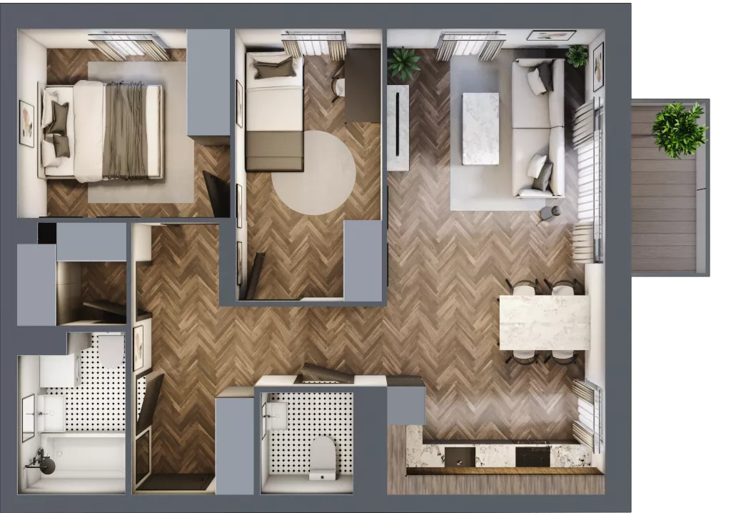 3 pokoje, mieszkanie 62,57 m², piętro 1, oferta nr M89, Osiedle Św. Barbary, Tarnobrzeg, Siarkowiec, ul. Świętej Barbary 9a
