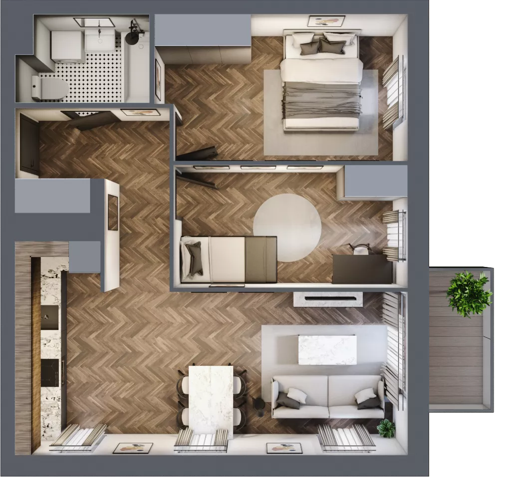 3 pokoje, mieszkanie 59,08 m², piętro 2, oferta nr M100, Osiedle Św. Barbary, Tarnobrzeg, Siarkowiec, ul. Świętej Barbary 9a