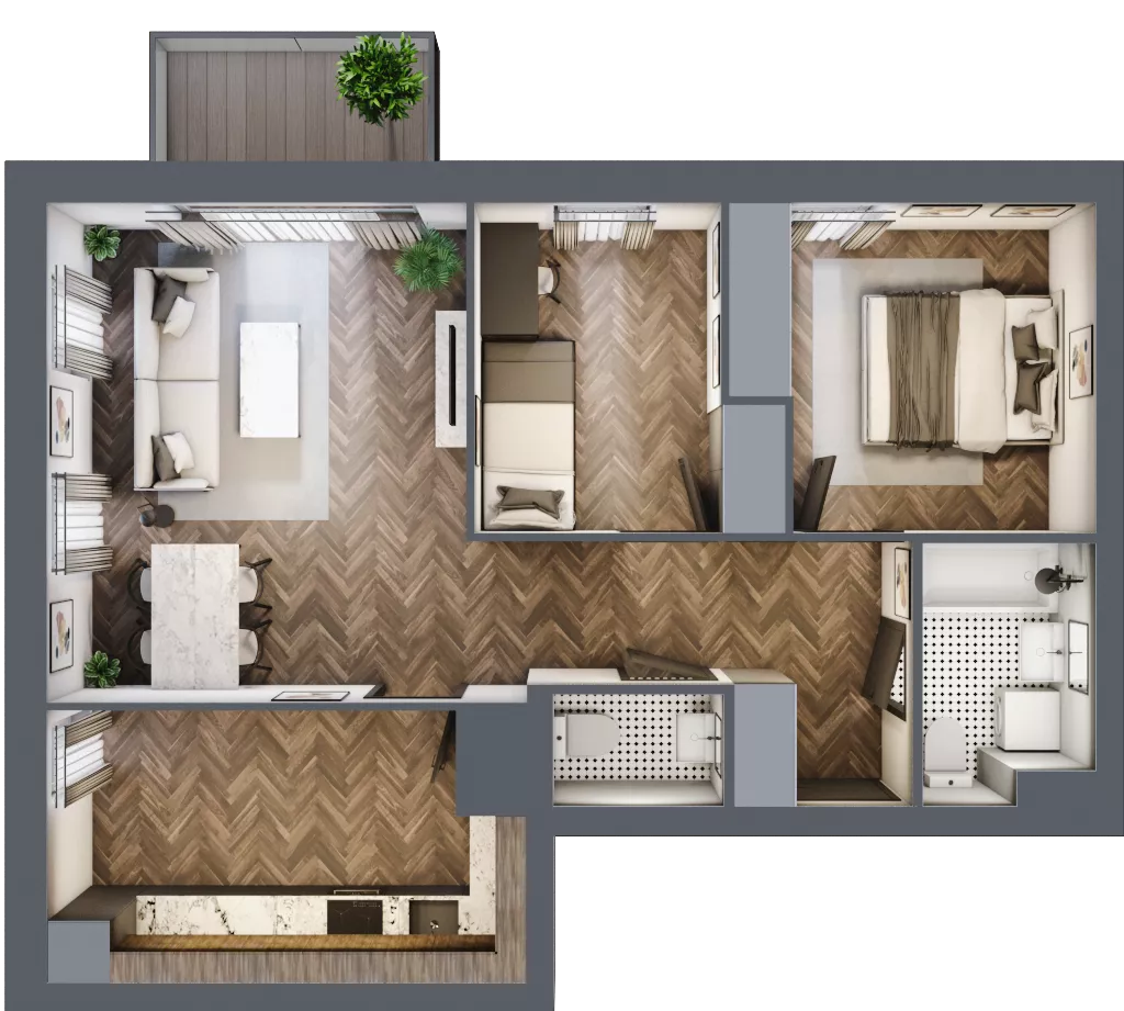 3 pokoje, mieszkanie 63,62 m², piętro 2, oferta nr M101, Osiedle Św. Barbary, Tarnobrzeg, Siarkowiec, ul. Świętej Barbary 9a