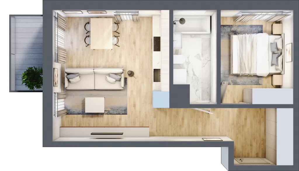 2 pokoje, mieszkanie 41,39 m², piętro 2, oferta nr M10, Apartamenty Jordanowska, Warszawa, Praga Południe, Gocławek, ul. Jordanowska 18
