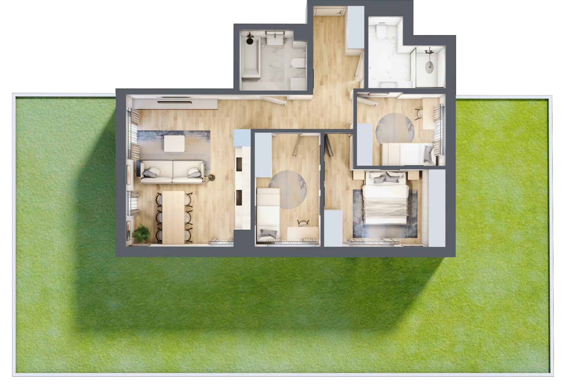 4 pokoje, mieszkanie 73,11 m², parter, oferta nr M03, Apartamenty Jordanowska, Warszawa, Praga Południe, Gocławek, ul. Jordanowska 18