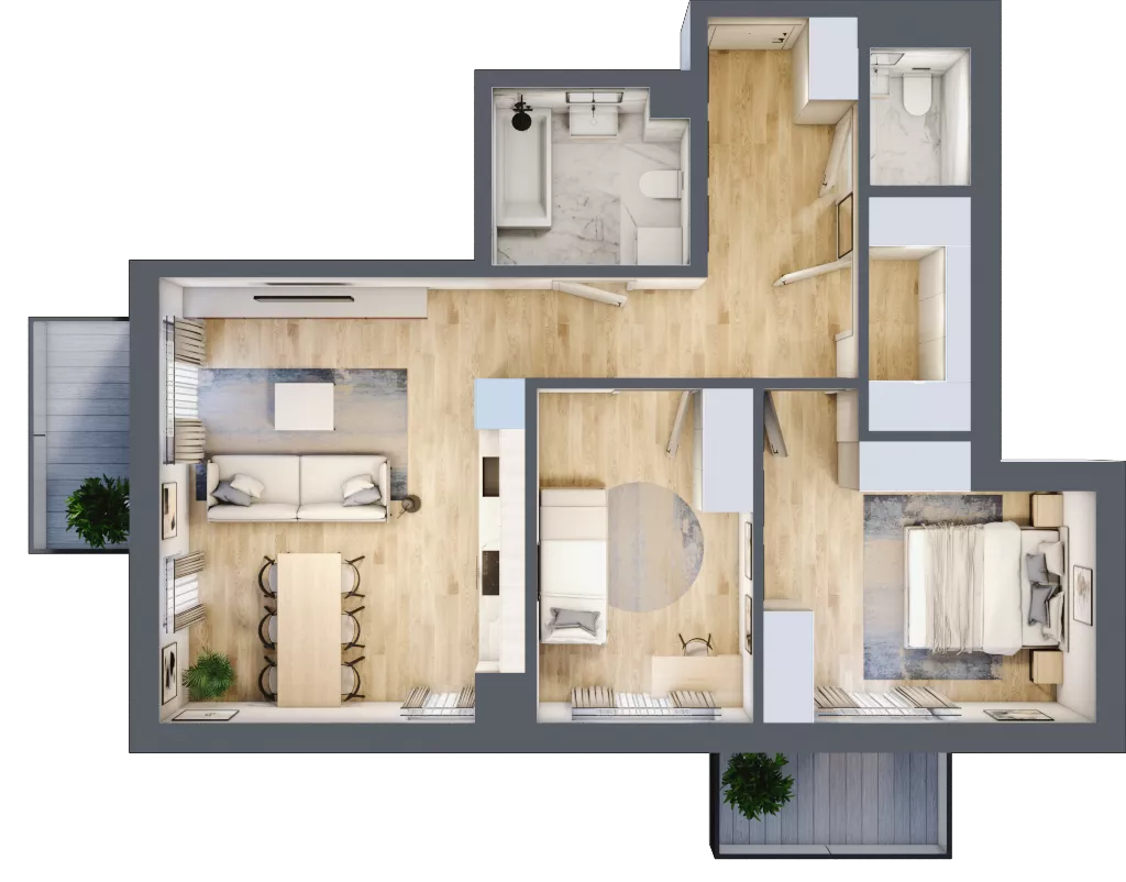 3 pokoje, mieszkanie 67,31 m², piętro 3, oferta nr M17, Apartamenty Jordanowska, Warszawa, Praga Południe, Gocławek, ul. Jordanowska 18