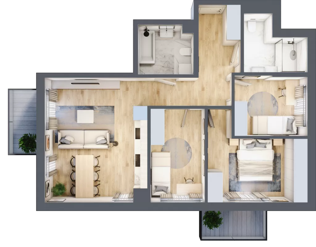 4 pokoje, mieszkanie 73,11 m², piętro 2, oferta nr M13, Apartamenty Jordanowska, Warszawa, Praga Południe, Gocławek, ul. Jordanowska 18