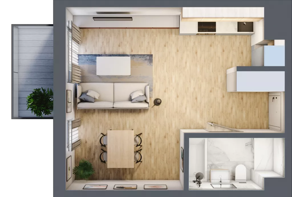 1 pokój, mieszkanie 32,36 m², piętro 1, oferta nr M06, Apartamenty Jordanowska, Warszawa, Praga Południe, Gocławek, ul. Jordanowska 18