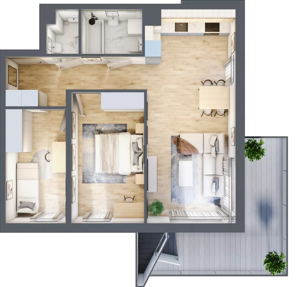 3 pokoje, mieszkanie 60,21 m², piętro 1, oferta nr 6-33, Osiedle Bella Vista Etap V, Kielce, Ostra Górka, ul. Generała Andersa / Wojska Polskiego